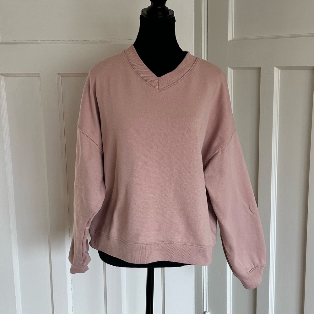 NWOT GAP French Terry Blush Pink Oversized V-Neck Sweater